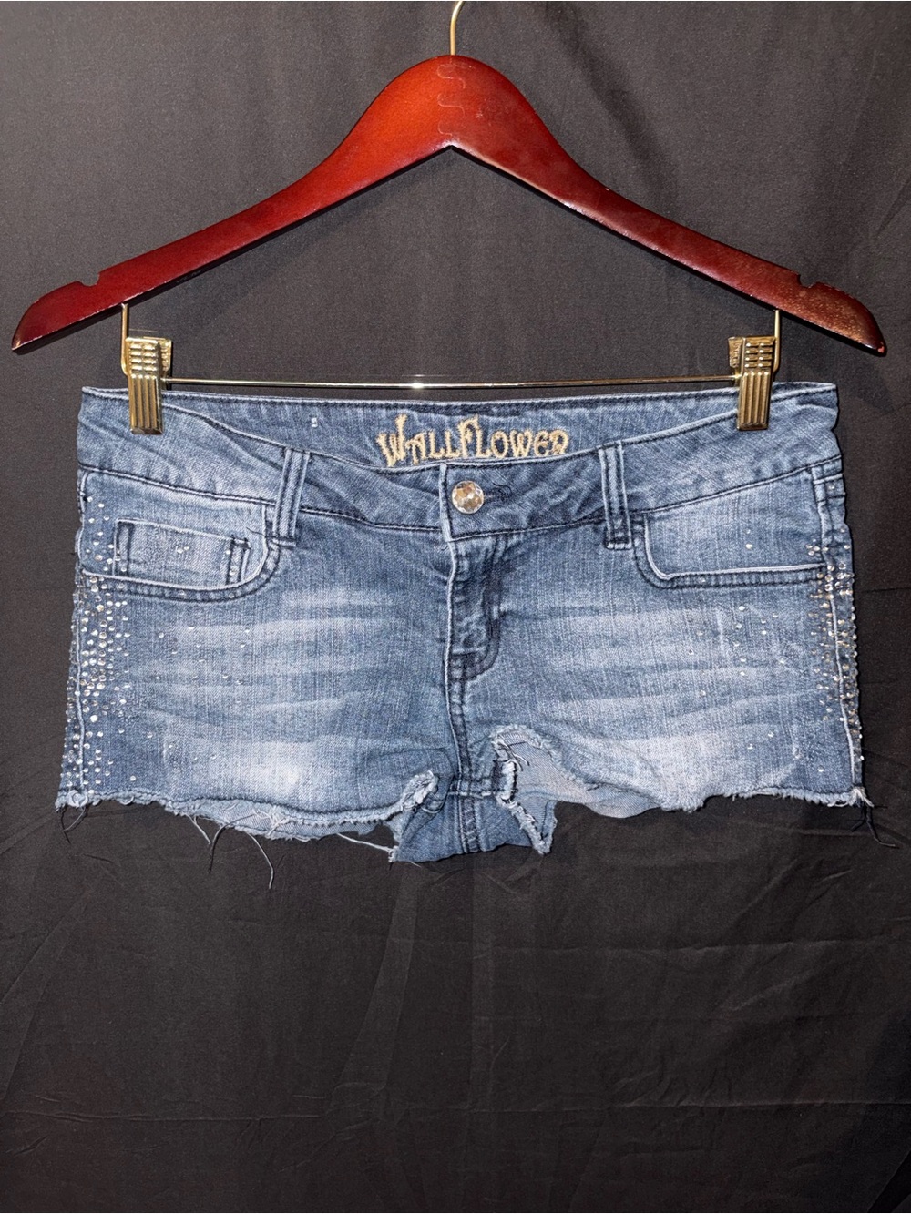 WallFlower Rhinestone Denim Shorts